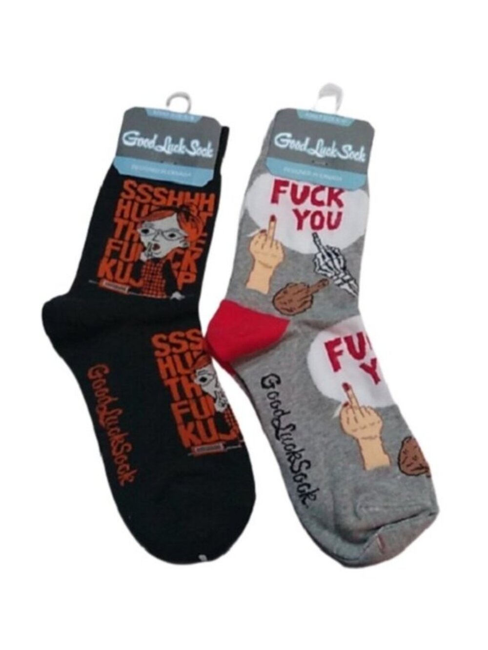 2 Pair Naughty STFU Eff You Socks Adult Size 5-9